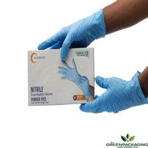 Medium Powder Free Blue Nitrile Gloves - Image 1